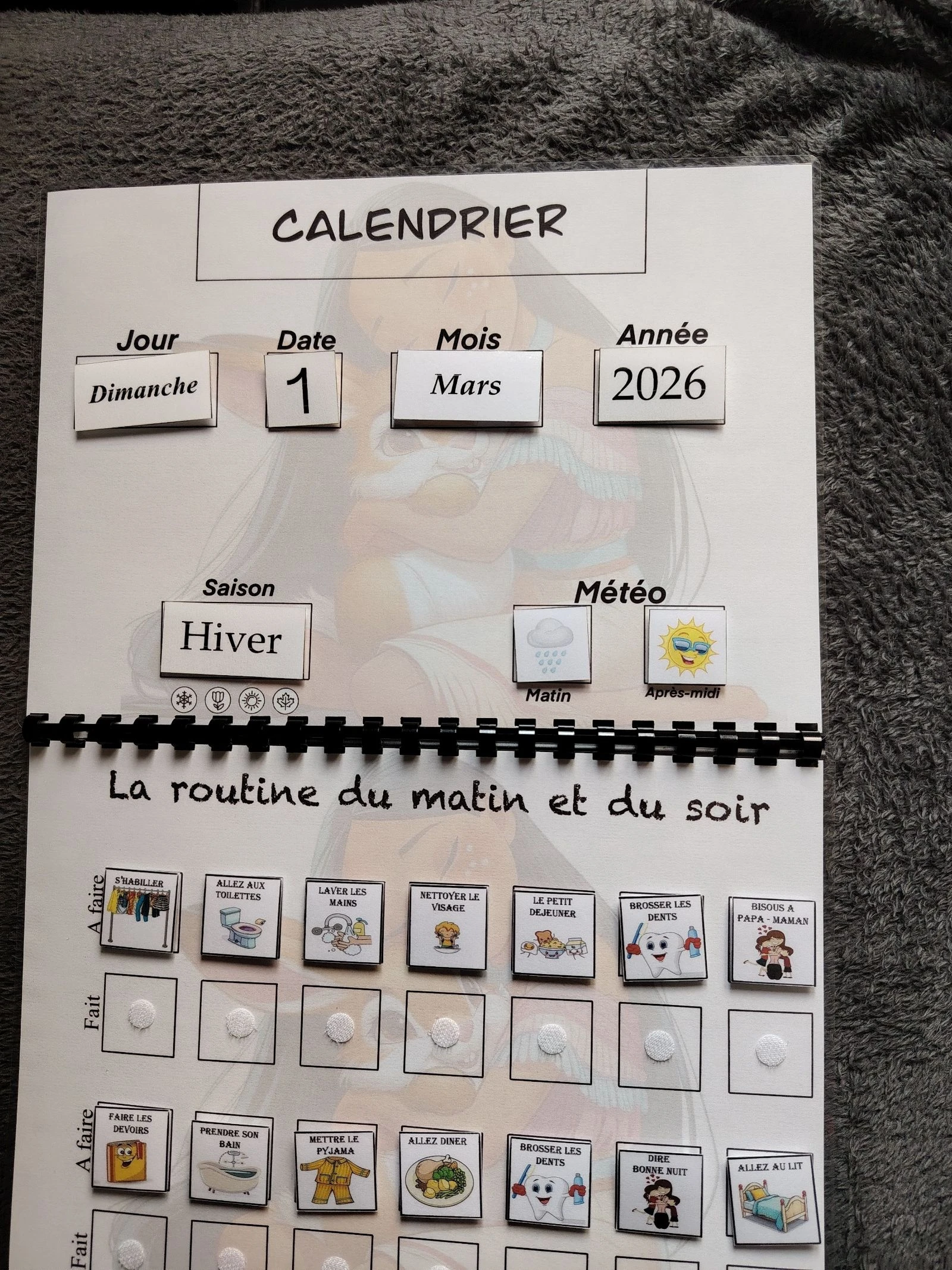 Trio le calendrier plus routine plus comportement 